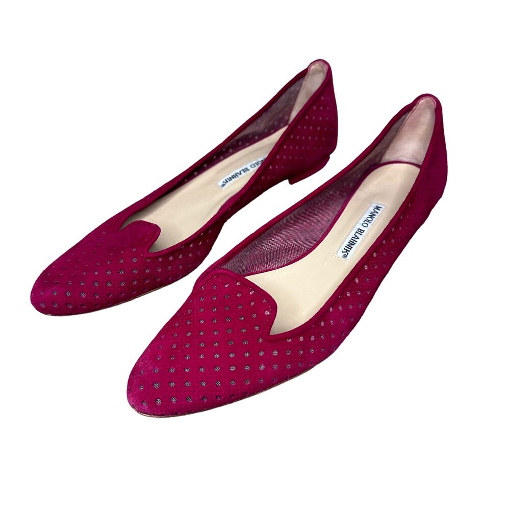 Manolo Blahnik Sharifac suede perforated loafers